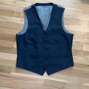 Mens Slim Fit JFerar Navy Blue and grey vest